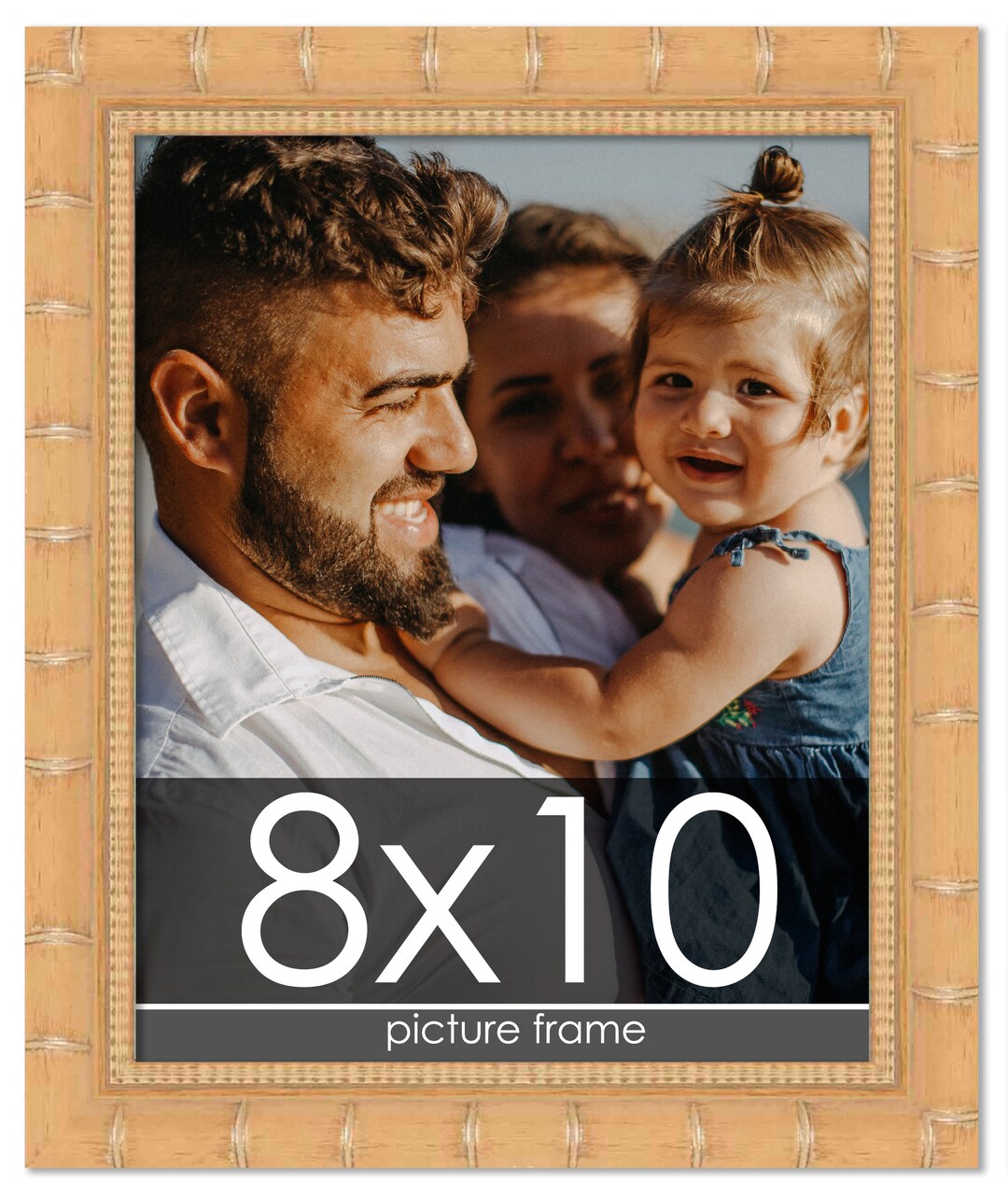 8x10 Modern Bamboo Picture Frame with UV-Resistant Acrylic & Acid Free Backing, Available in 5 Finishes - Gold, Silver, Brown, Black, and Natural